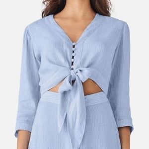 DL1961 Striped Irving Place Tie Front Cropped Top